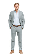 full body of Businessman Wearing a suit uniform Cut out on transparent background