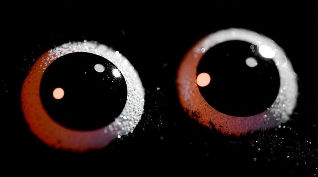 Two cartoon googly eyes blinking with textured surface on black background