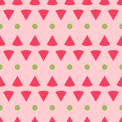 Pink and Red Watermelon Slice Pattern with Green Dots