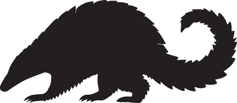 Unique pangolin silhouette on white background