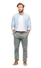 full body of Male office worker Cut out on transparent background