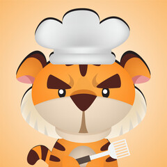 cute tiger in chef costume