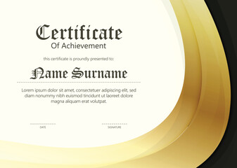 Golden Curve Border Certificate Layout Template