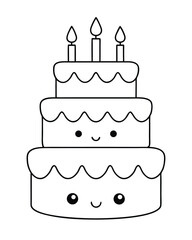Kawaii tiered cake with candles birthday cake celebration
