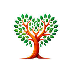 Heart-Shaped Green Tree Illustration on transparent background