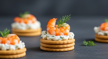 Shrimp Appetizer Bites on Crackers.