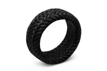Black Braided Ring Forming a Circle on Transparent Background