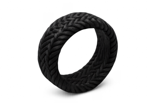 Black Braided Ring Forming a Circle on Transparent Background