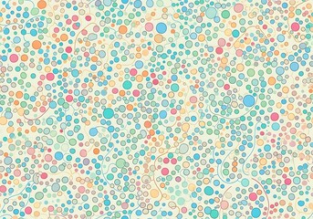 Pastel colored circles and lines forming an abstract seamless pattern