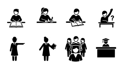 Educational Icons Students, Teachers, and Learning