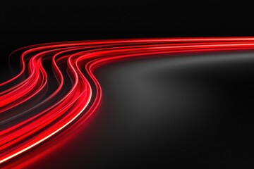 A dynamic image showcasing flowing red light trails against a dark background, symbolizing speed and movement.