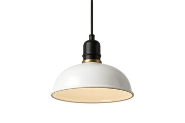 Modern white hanging lamp illuminating with transparent background