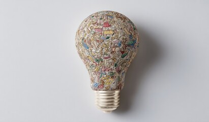 Bulb covered in detailed, colorful figures