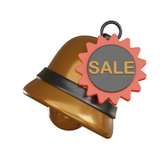 Black friday 3d icon sale bell alert.