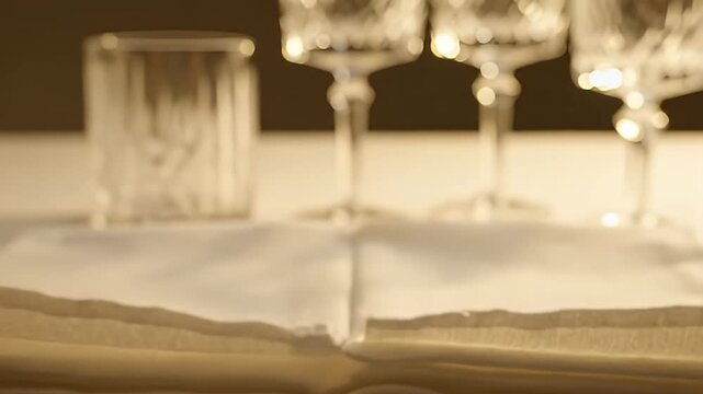 Hands Neatly Fold a White Fabric Napkin on a Prepared Dining Table