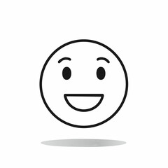 Fototapeta premium Vector line drawing of emoji face with happy smile