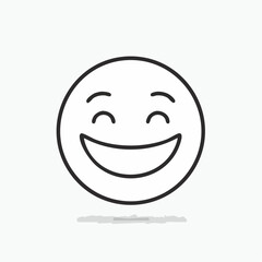 Fototapeta premium Simple outline vector illustration of smiling emoji face