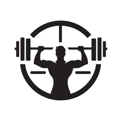 Gym logo and vector silhouette 