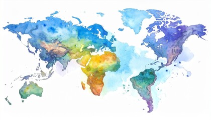 Fototapeta premium Abstract Watercolor World Map