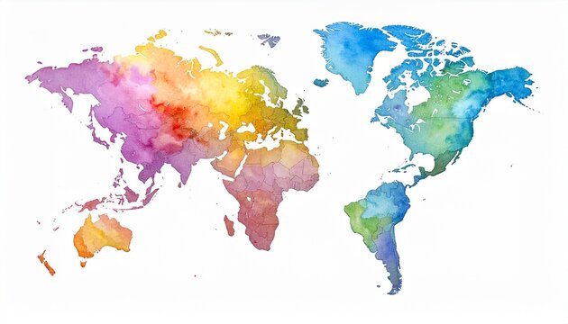 Abstract Watercolor World Map