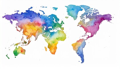 Abstract Watercolor World Map