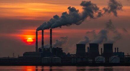 Industrial Pollution at Sunset.