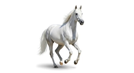 Obraz premium White Horse Galloping in Focus.