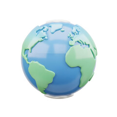 Fototapeta premium Stylized cartoon earth globe with raised continents on white background