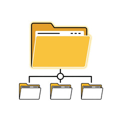 Vector illustration of folder structure and file management directory organization, data storage, and document management system
