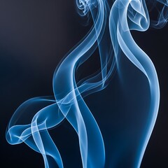 Naklejka premium Intricate, swirling patterns of luminous blue smoke against a dark backdrop create a captivating abstract design.