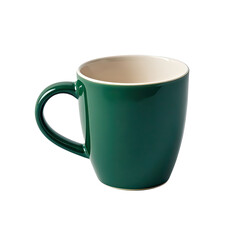 Stylish Green Coffee Mug Isolated on White Background, Generative AI