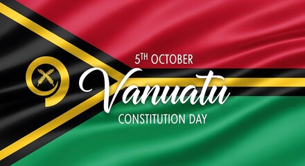 Vanuatu constitution day celebrated on 5th october with national flag waving