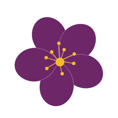 Fototapeta premium Vibrant purple flower illustration with detailed center isolated on white background