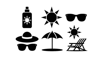 Summer vacation and beach icons set