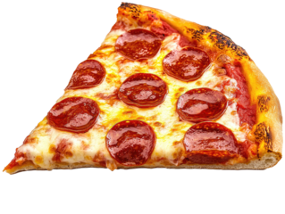 Slice of fresh italian classic original Pepperoni Pizza, isolated on white background  png
