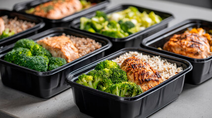 Fitness meal prep containers with chicken