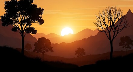 Sunrise Mountain Landscape.