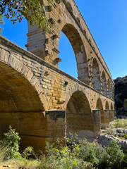 End View of Pont du Gard in Nimes, France