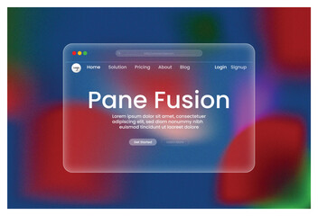Hero sectionModern Glassmorphism Website Design Pane Fusion Landing Page Concept for UI UX Design Tech and Innovation Abstract
