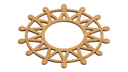 leadership community figure wooden unity concept. Circular decorative design with human-like figures.