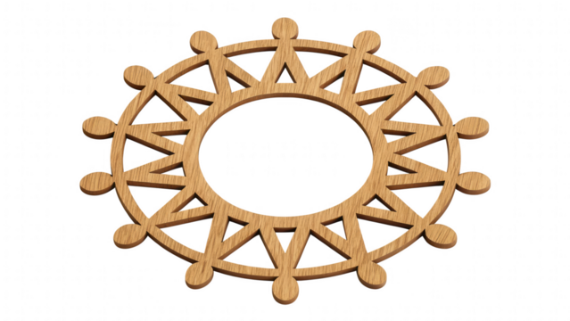 leadership community figure wooden unity concept. Circular decorative design with human-like figures.