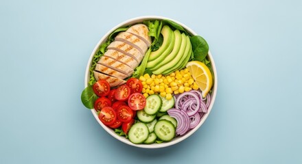  Healthy salad bowl with chicken breast