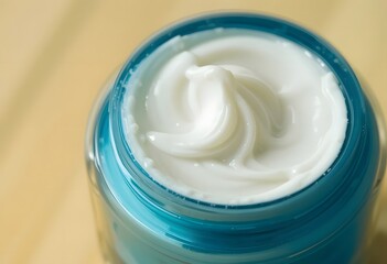Indulge in luxurious skincare with this hydrating cream in an elegant blue jar for a youthful glow