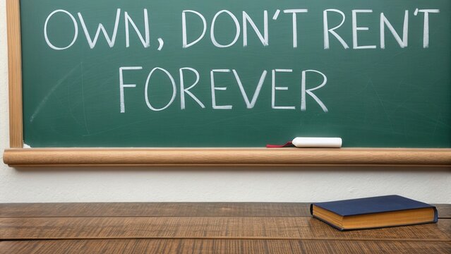Inspirational Message on Chalkboard About Owning a Home as a Long-Term Investment for Financial Security and Freedom