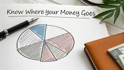 Insightful Financial Planning Illustration with a Pie Chart and a Personal Finance Concept in a Working Environment