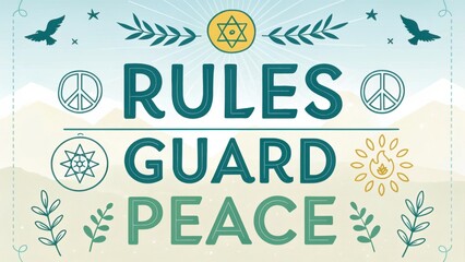 Inspirational design featuring symbols of peace, harmony, and unity with vibrant colors, ideal for promoting positive messages