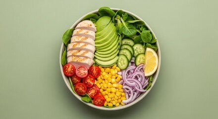  Healthy salad bowl with chicken breast