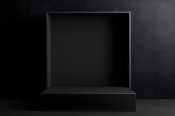 Black box mockup on dark background with empty space