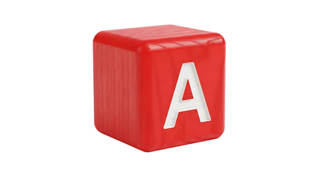 Red Wooden Block Letter A. 3D Render.