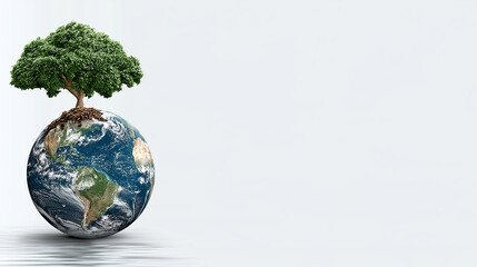 The earth nurturing Life: A symbolic illustration depicting a vibrant tree rooted on planet Earth. a powerful visual representation of environmental stewardship and the interconnectedness of life.